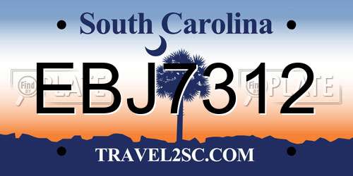 EBJ7312 South Carolina License Plate