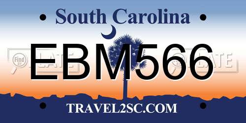 EBM566 South Carolina License Plate