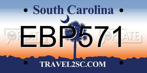 EBP571 South Carolina License Plate
