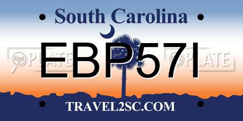 EBP57I South Carolina License Plate