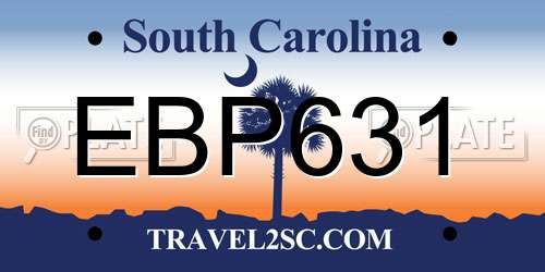EBP631 South Carolina License Plate