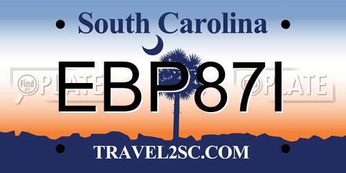EBP87I South Carolina License Plate