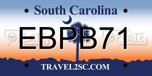EBPB71 South Carolina License Plate