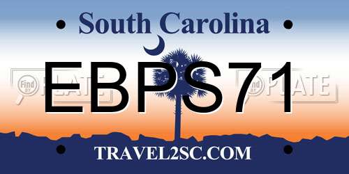 EBPS71 South Carolina License Plate