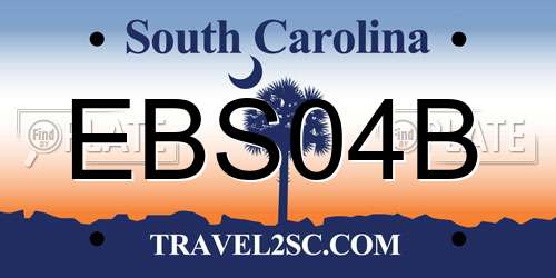 EBS04B South Carolina License Plate