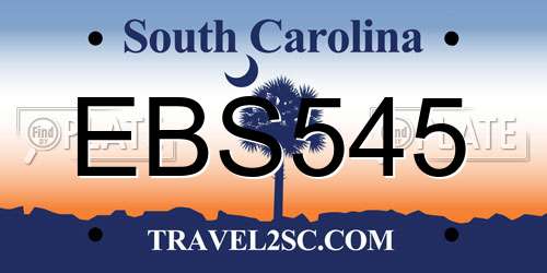 EBS545 South Carolina License Plate