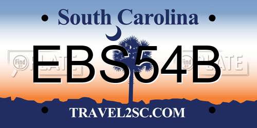 EBS54B South Carolina License Plate