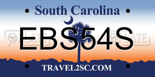 EBS54S South Carolina License Plate