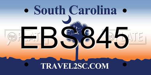 EBS845 South Carolina License Plate