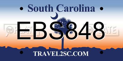 EBS848 South Carolina License Plate