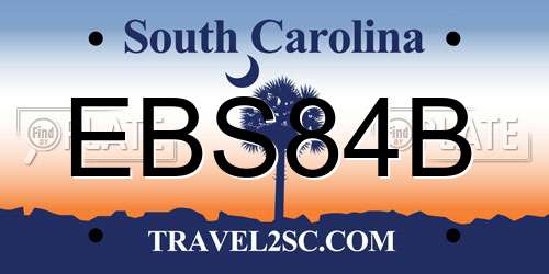 EBS84B South Carolina License Plate