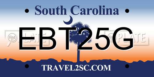 EBT25G South Carolina License Plate