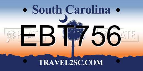 EBT756 South Carolina License Plate