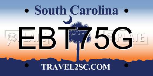 EBT75G South Carolina License Plate