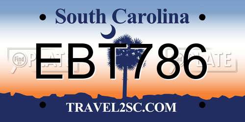 EBT786 South Carolina License Plate