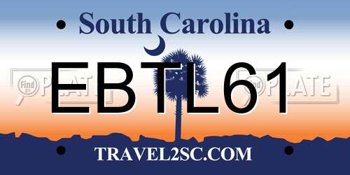 EBTL61 South Carolina License Plate