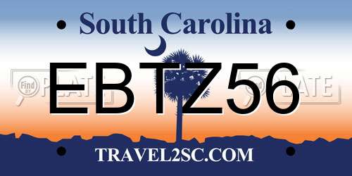 EBTZ56 South Carolina License Plate