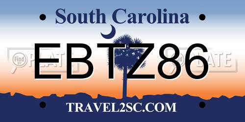 EBTZ86 South Carolina License Plate