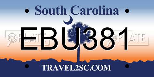 EBU381 South Carolina License Plate
