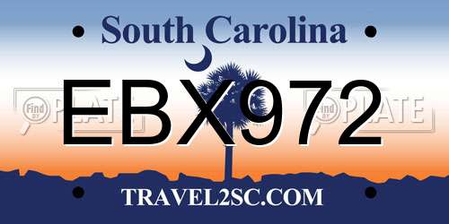 EBX972 South Carolina License Plate