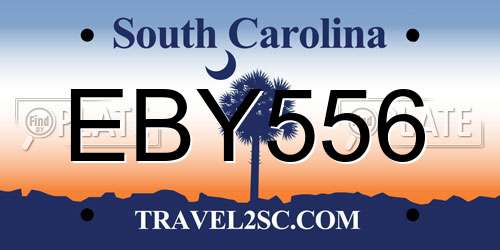 EBY556 South Carolina License Plate