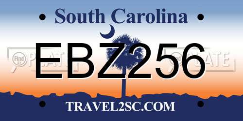 EBZ256 South Carolina License Plate