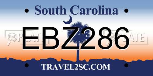 EBZ286 South Carolina License Plate