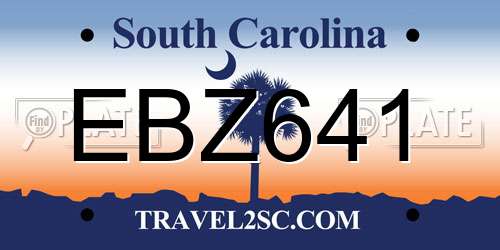 EBZ641 South Carolina License Plate