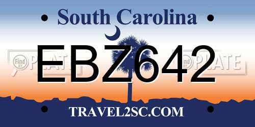 EBZ642 South Carolina License Plate