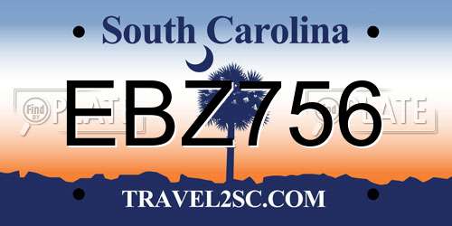EBZ756 South Carolina License Plate