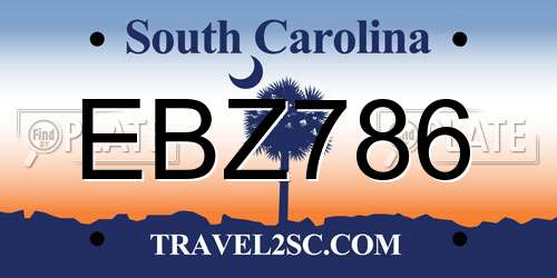 EBZ786 South Carolina License Plate