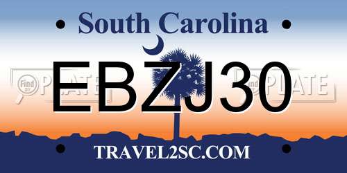 EBZJ30 South Carolina License Plate
