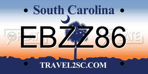EBZZ86 South Carolina License Plate