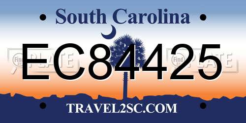 EC84425 South Carolina License Plate