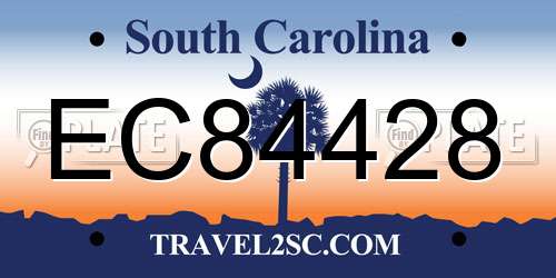 EC84428 South Carolina License Plate