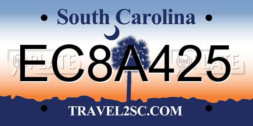 EC8A425 South Carolina License Plate
