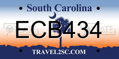 ECB434 South Carolina License Plate