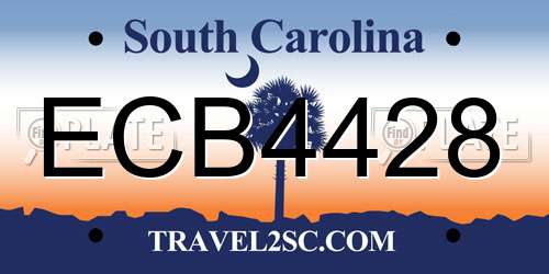 ECB4428 South Carolina License Plate