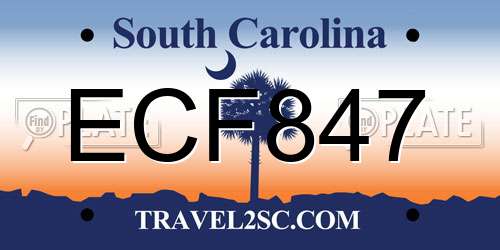 ECF847 South Carolina License Plate