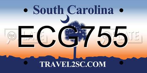ECG755 South Carolina License Plate