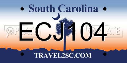 ECJ104 South Carolina License Plate
