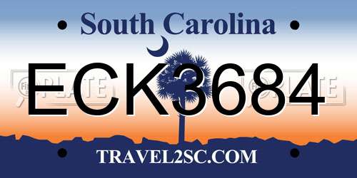 ECK3684 South Carolina License Plate