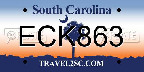 ECK863 South Carolina License Plate