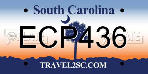 ECP436 South Carolina License Plate