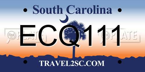 ECQ111 South Carolina License Plate
