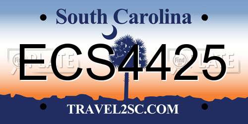 ECS4425 South Carolina License Plate
