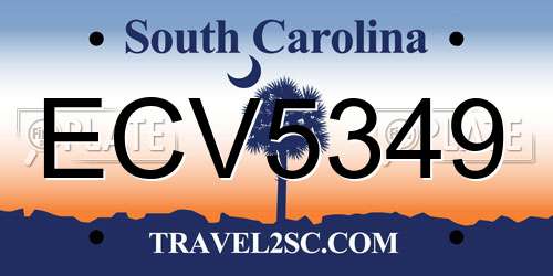 ECV5349 South Carolina License Plate