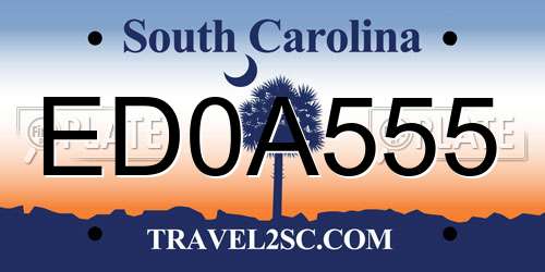 ED0A555 South Carolina License Plate