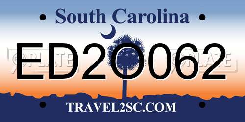 ED2O062 South Carolina License Plate