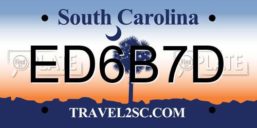 ED6B7D South Carolina License Plate